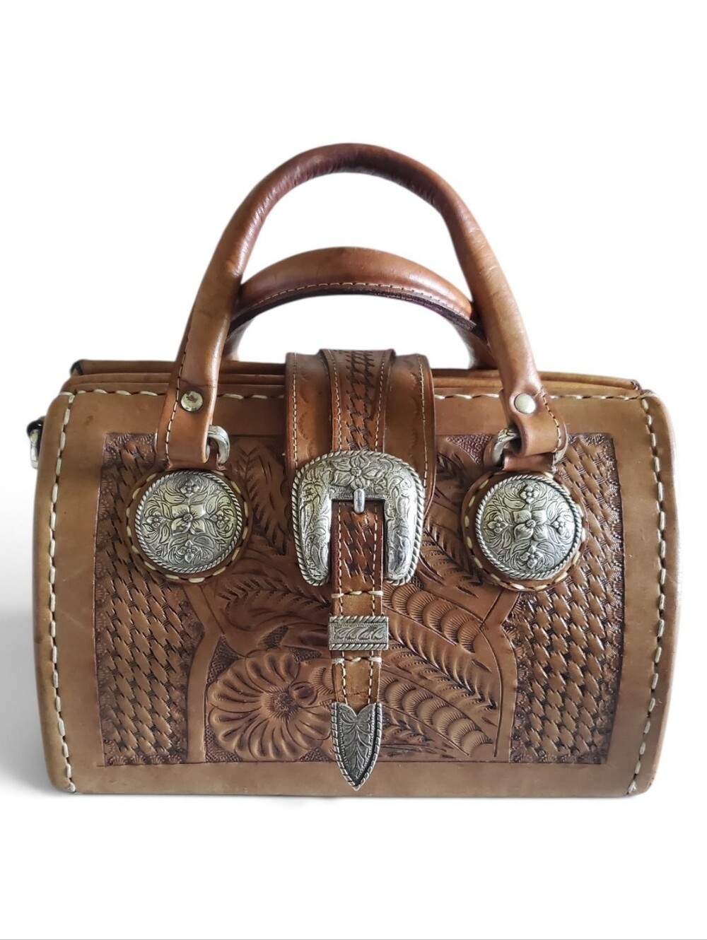 American West No. 45589 Handbag Leather Hand Tooled Vintage Western